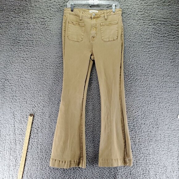 Risen Jeans Womens 13/31 Tan Brown Stretch Denim Flared - Picture 1 of 10